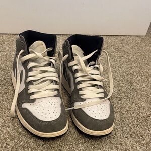 Men's Gray and White High-Top Sneakers
